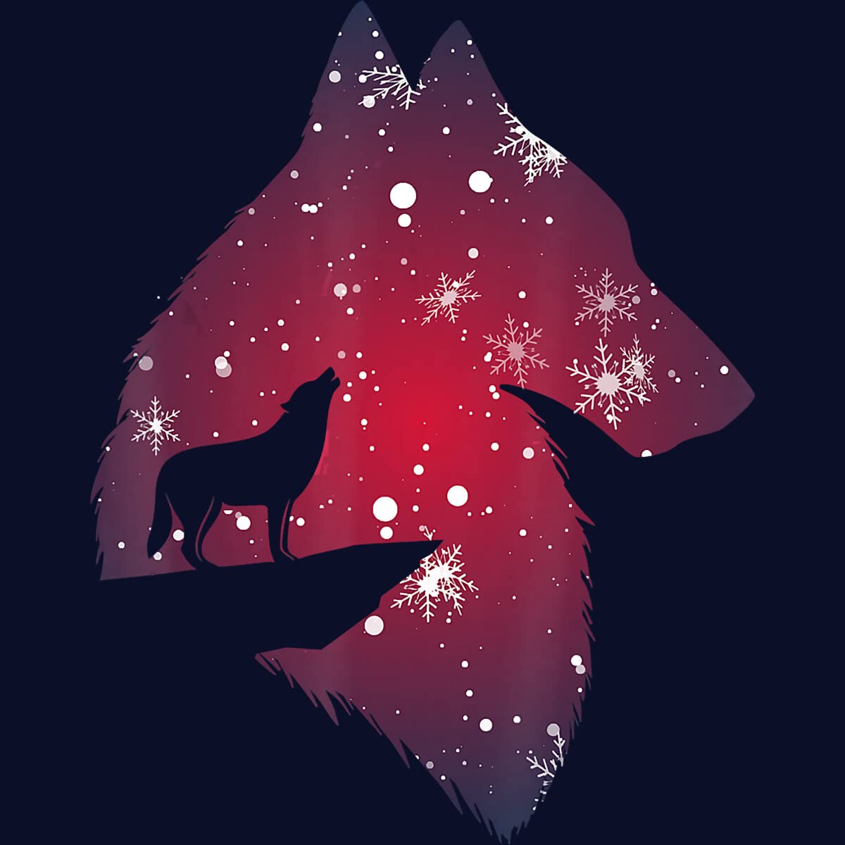 Funny Christmas Wolf with Snowfall T-Shirt for Adults, Kids & Babies - Holiday Gift & Family Matching Outfits by NekoShop - Perfect for Christmas Parties, Family Photos & Winter Festivities
