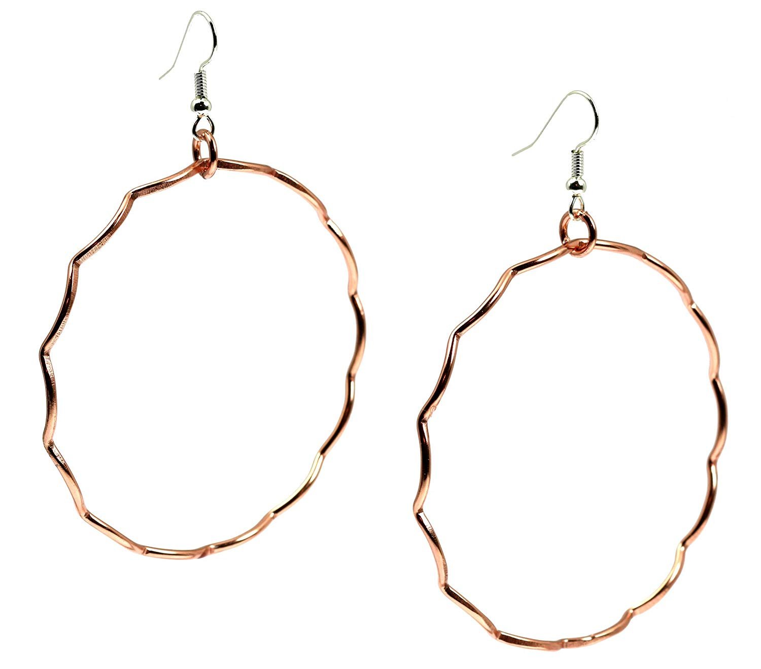 Corrugated Copper Hoop Earrings for Women - Handmade Boho Jewelry, Lightweight Dangle Earrings for Everyday Wear | Perfect for Casual Outfits, Office, and Date Nights