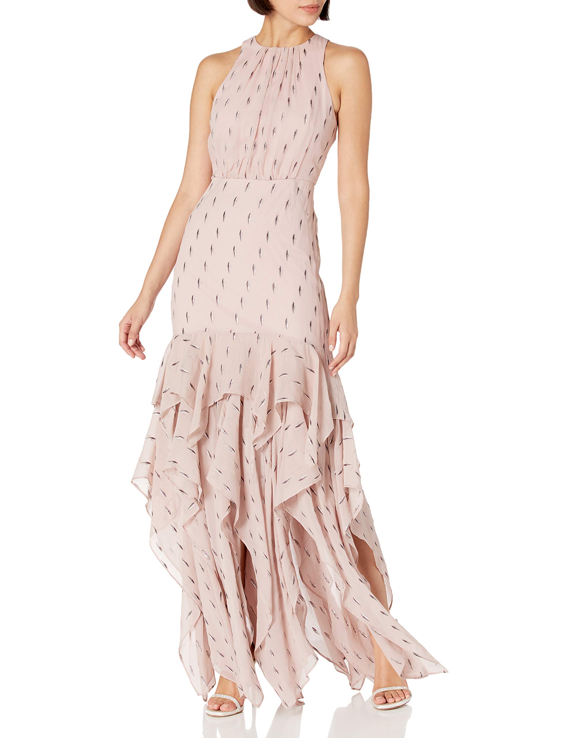 HALSTON Women's Empire Waist Floral Print Dress - Elegant A-Line Midi Dress for Wedding Guest, Cocktail Party & Summer Vacation