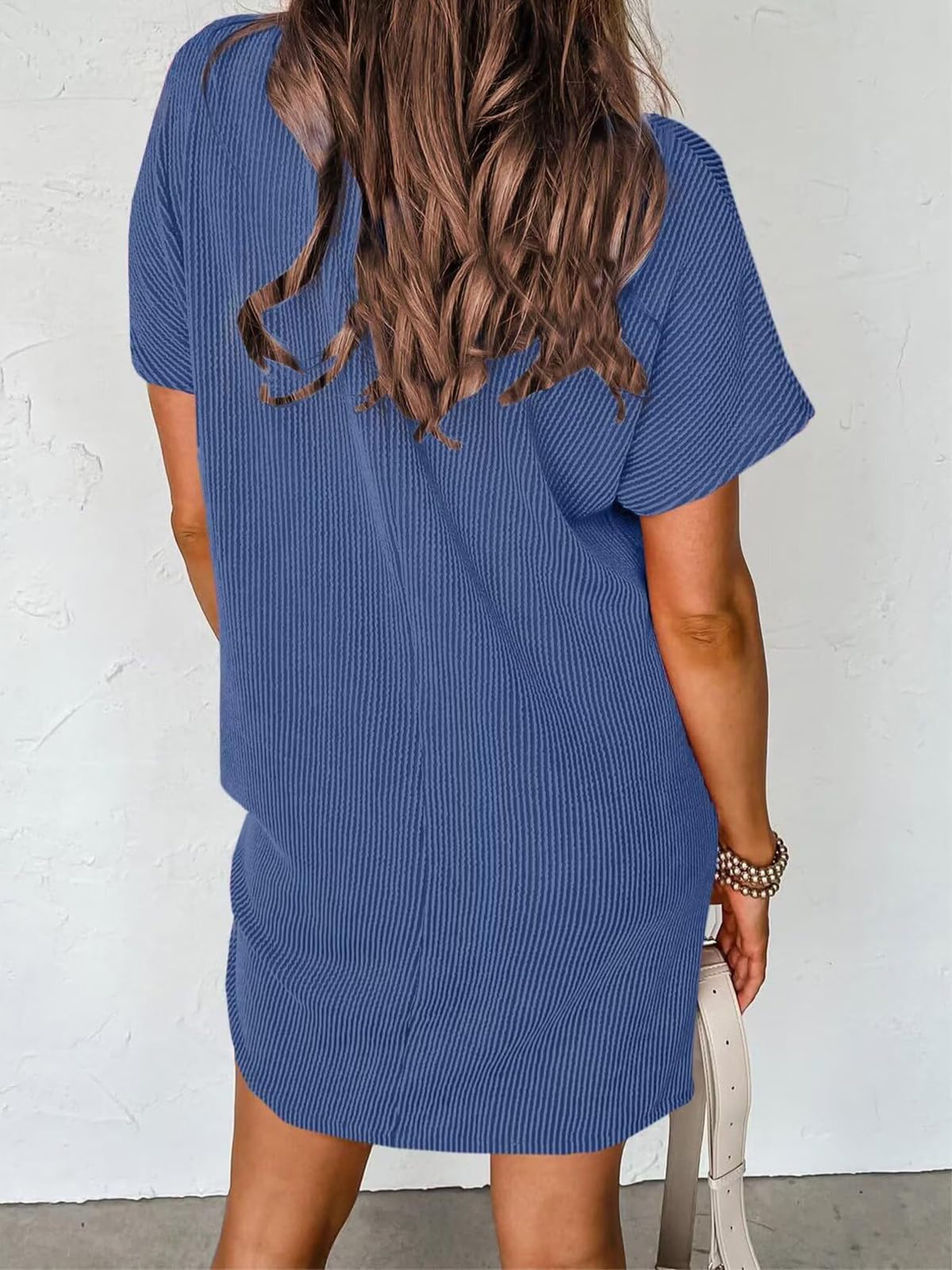 **Melliflo Women's Ribbed T-Shirt Dress 2024 - Short Sleeve Crew Neck Casual Summer Dress - Solid Color Beach Dress for Women - Perfect for Vacation, Outings & Everyday Wear**