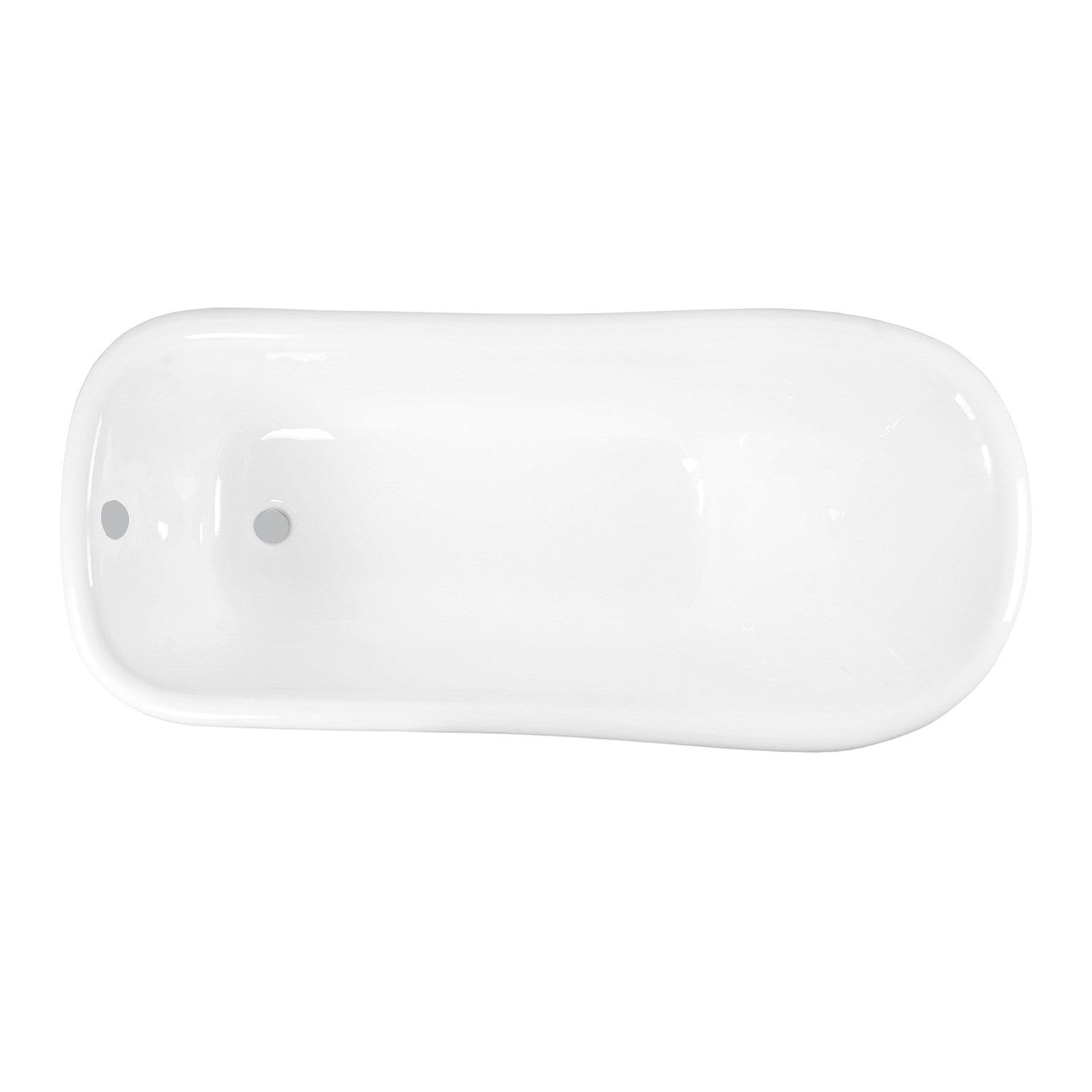 Aqua Eden 67 Inch White Cast Iron Oval Single Slipper Pedestal Bathtub - No Faucet Drillings - Freestanding Soaking Tub for Luxury Bathroom & Spa Relaxation