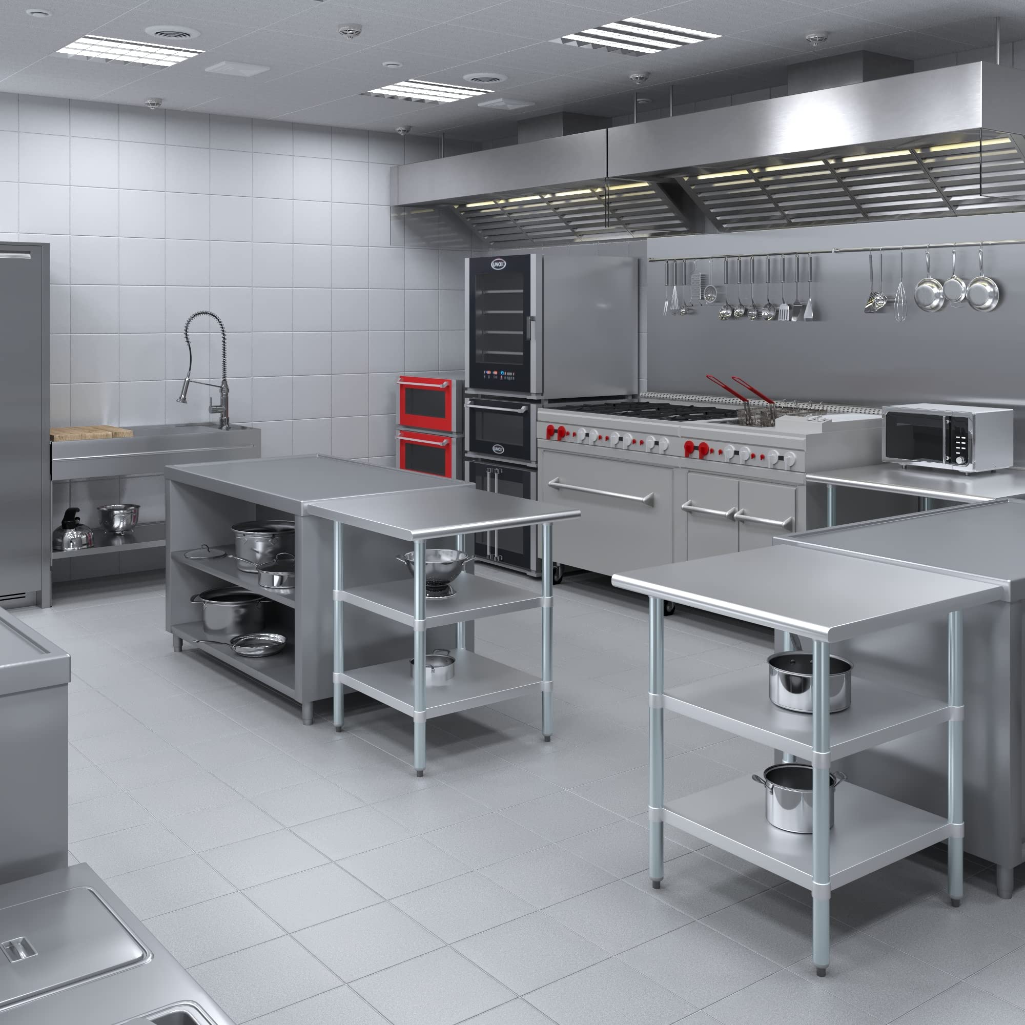Stainless Steel Work Table with Undershelf - 24x24 Inches Heavy Duty Commercial Kitchen Prep Table, Restaurant Utility Table for Cooking, Baking & Food Preparation