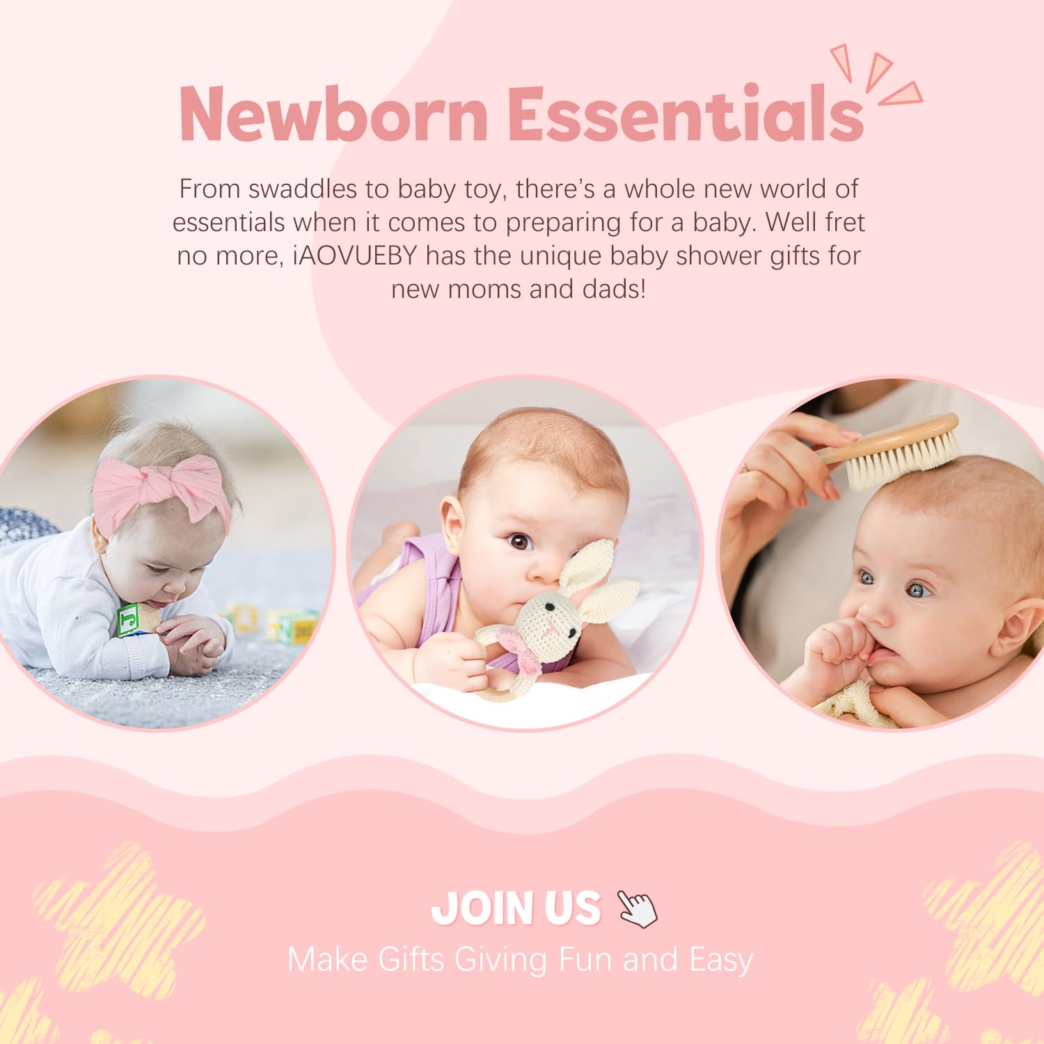 **Baby Girl Gift Set - Newborn Essentials with Wooden Basket, Swaddle Blanket, Rattle Toy, Onesie & Hair Brush - Perfect Baby Shower Gifts for Girls**    *(Use Case: Ideal for baby showers, birthdays, christenings, or as a thoughtful welcome gift for newborn girls.)*