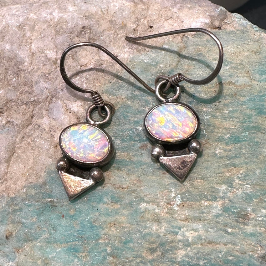 Sterling Silver White Opal Stud Earrings for Women - Dainty Hypoallergenic Pierced Ear Jewelry - Perfect for Weddings, Parties & Everyday Wear