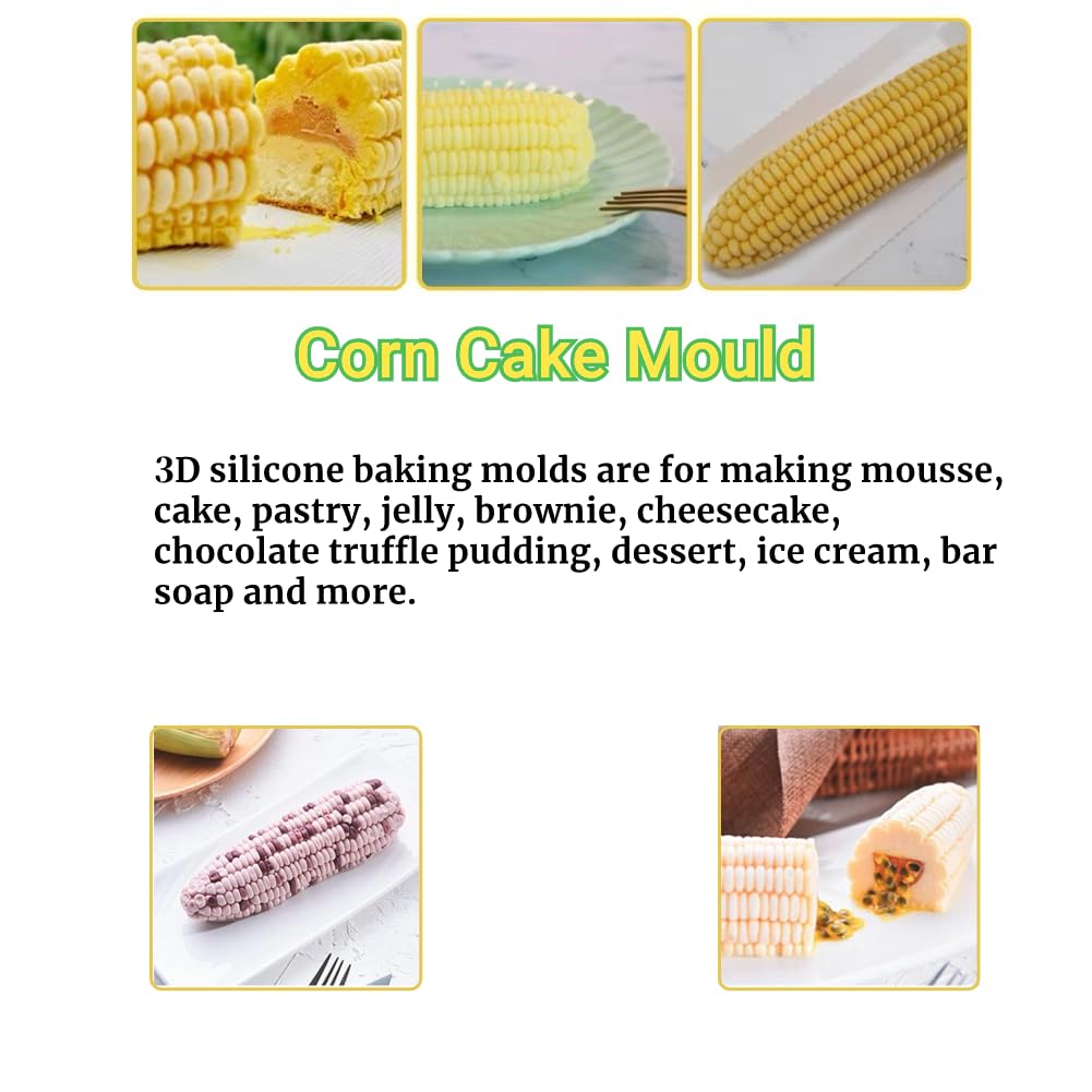 3D Corn Silicone Mold for Baking - DIY Chocolate, Ice Cream, Pudding, Pastry, Jelly, Fondant & Soap Making - Perfect for Cake Decorating and Candy Making (Kitchen & Party Use)