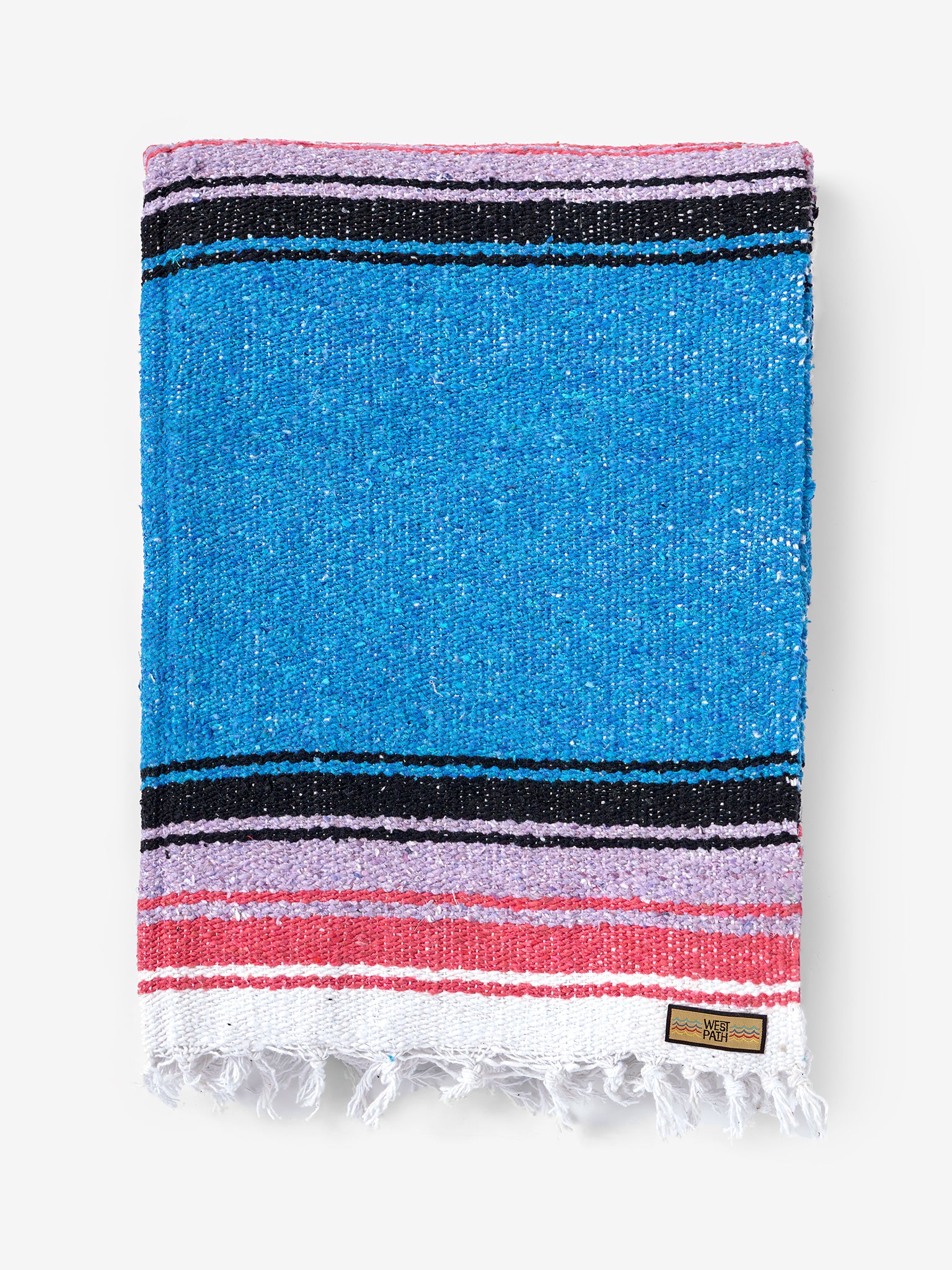 West Path Baja Diamond Yoga Blanket - Premium Aegean Blue Handwoven Mexican Throw for Meditation, Beach & Outdoor Use - Eco-Friendly Spiritual Gift for Yogis & Travelers