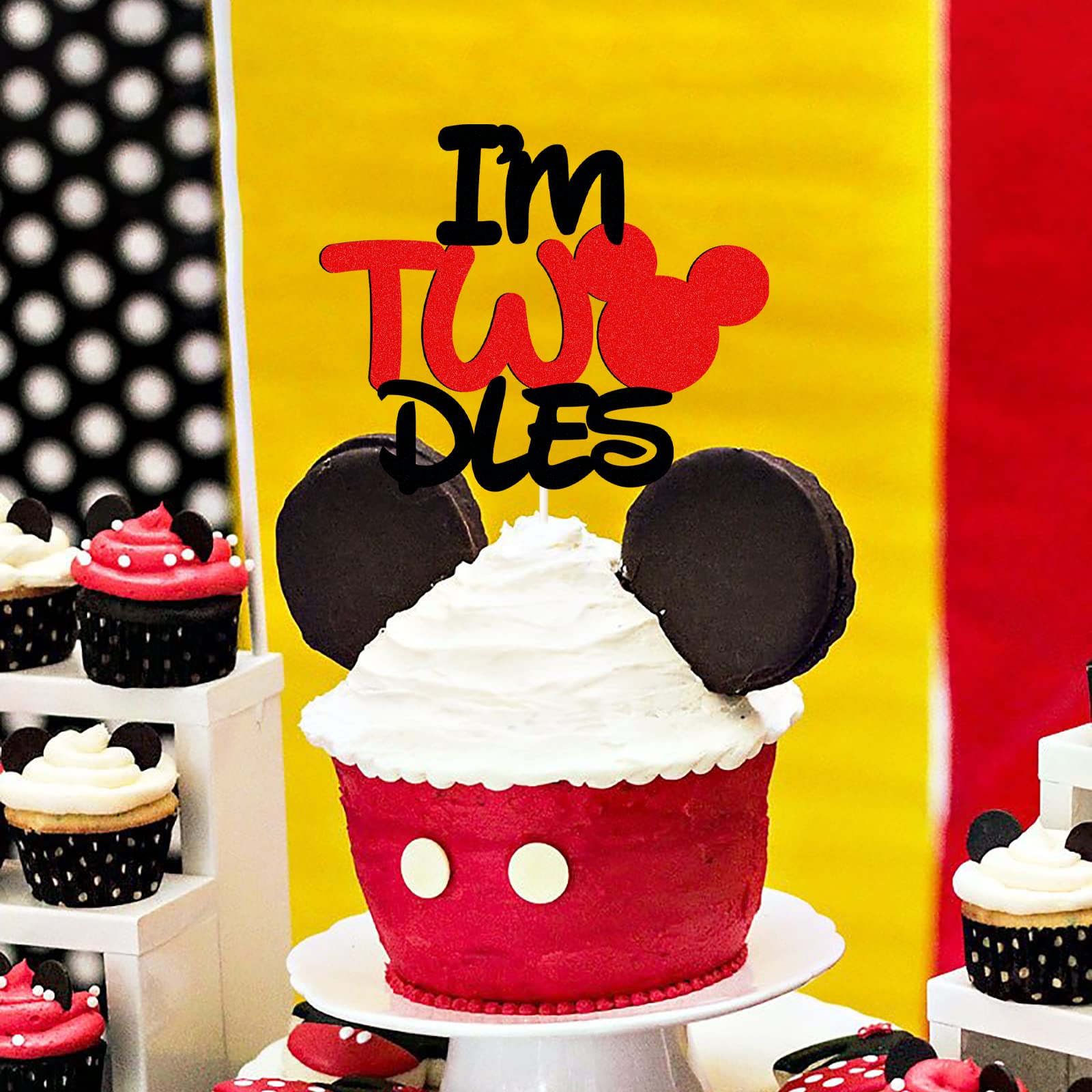 2nd Birthday Cake Topper - I'm Two Mouse Cake Decorations for 2 Year Old Themed Party | Perfect for Toddler Birthday Celebrations, Baby Showers & Disney-Inspired Events