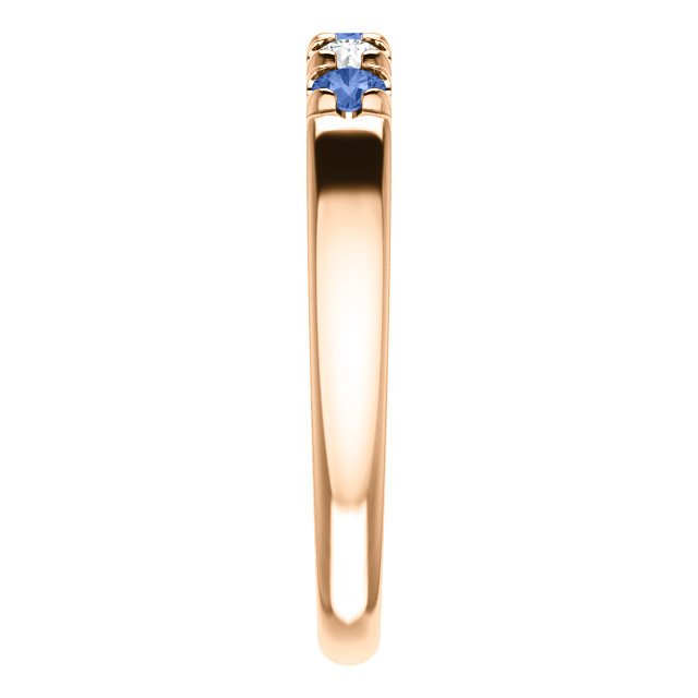 14K Gold Sapphire and Diamond Ring - 0.24 CTW Sapphire & 0.12 CTW Diamond French Set 5 Stone Wedding Band - Perfect for Engagement, Anniversary or Special Occasion Gifts