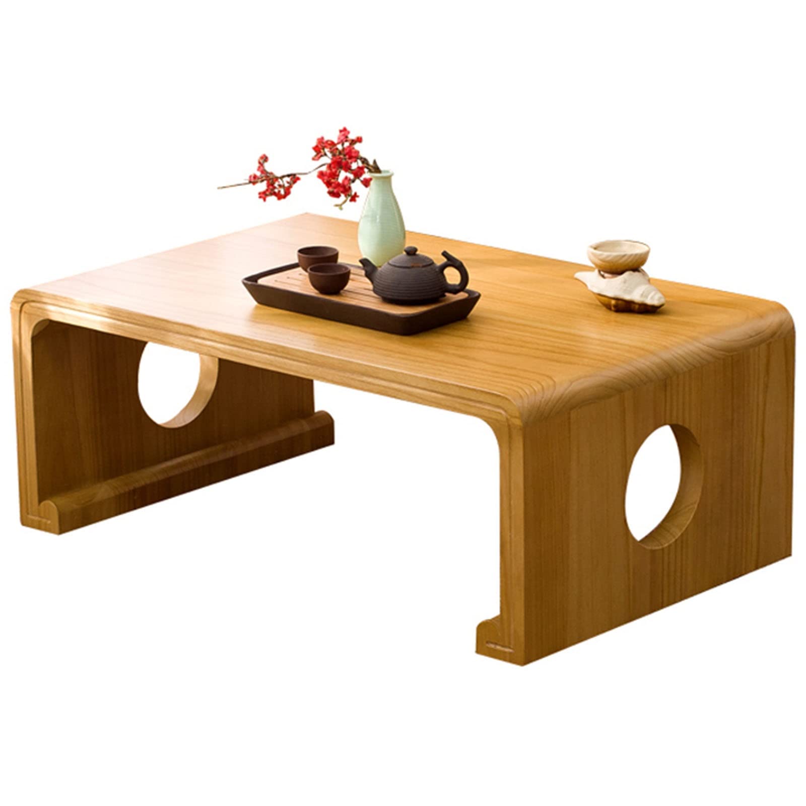 Solid Wood Japanese Low Coffee Table - 70x45x30cm Tatami Style Multi-Functional Table for Living Room, Bay Window, Balcony, Study & Office Use (Color A)