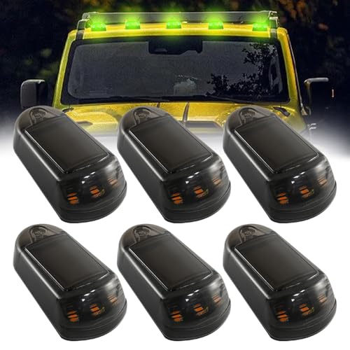 Solar Powered Wireless Truck Cab Lights - No Drill Installation, Black Shell with Yellow Light - Perfect for Night Driving, Off-Road Adventures & Truck Customization