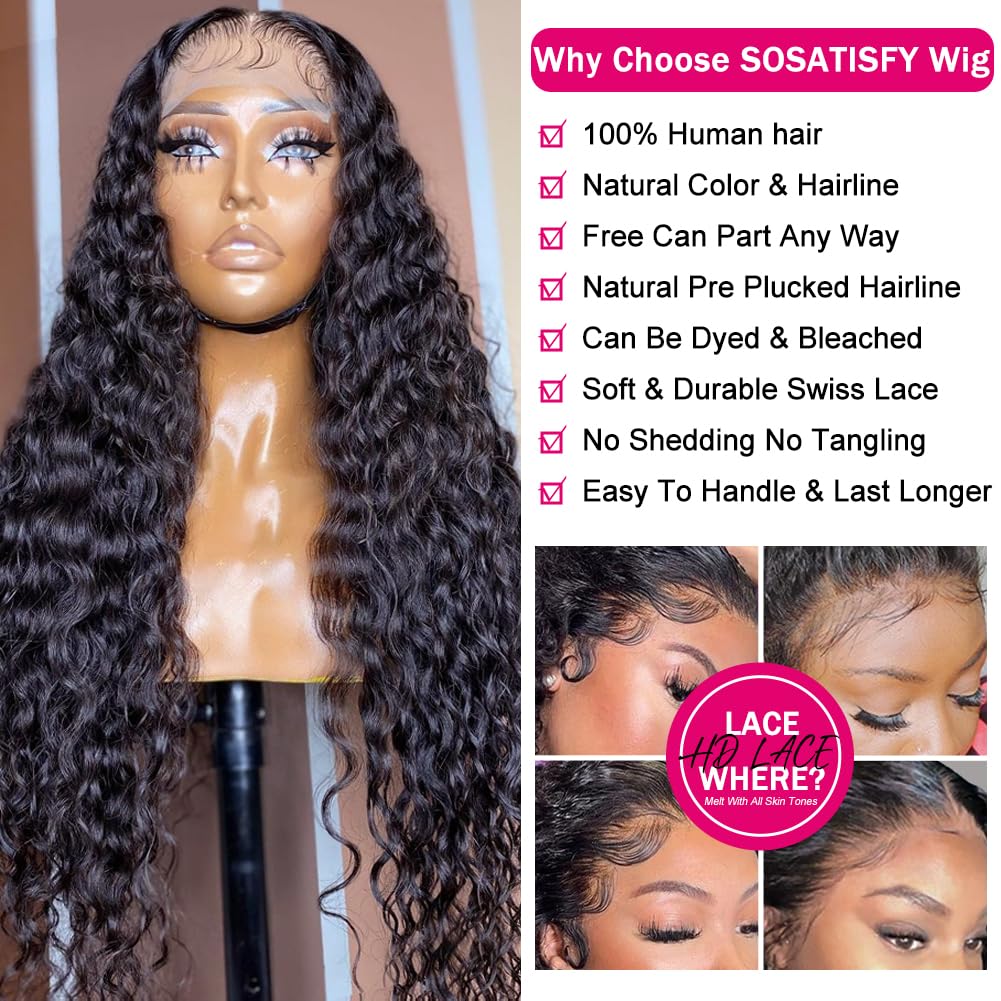 Deep Wave Lace Front Wigs Human Hair 4x4 HD Transparent Lace Closure - Glueless 180% Density Pre Plucked with Baby Hair for Black Women (26 Inch) - Perfect for Daily Wear, Special Occasions & Protective Styling