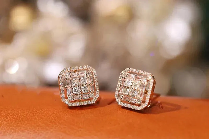 18K White/Yellow/Rose Gold Diamond Stud Earrings for Women - 0.48CT Real Natural Diamond Fashion Jewelry - Perfect Gift for Anniversary, Birthday & Special Occasions