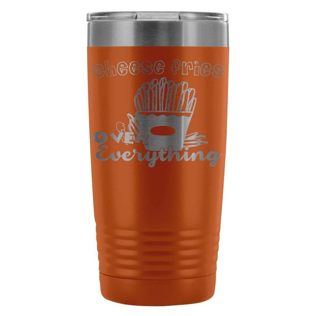 ODDITEES 20oz Stainless Steel Tumbler - Cheese Fries Over Everything Laser Etched Insulated Cup (Light Blue) - Perfect for Coffee, Tea & Cold Drinks at Home, Office or Travel