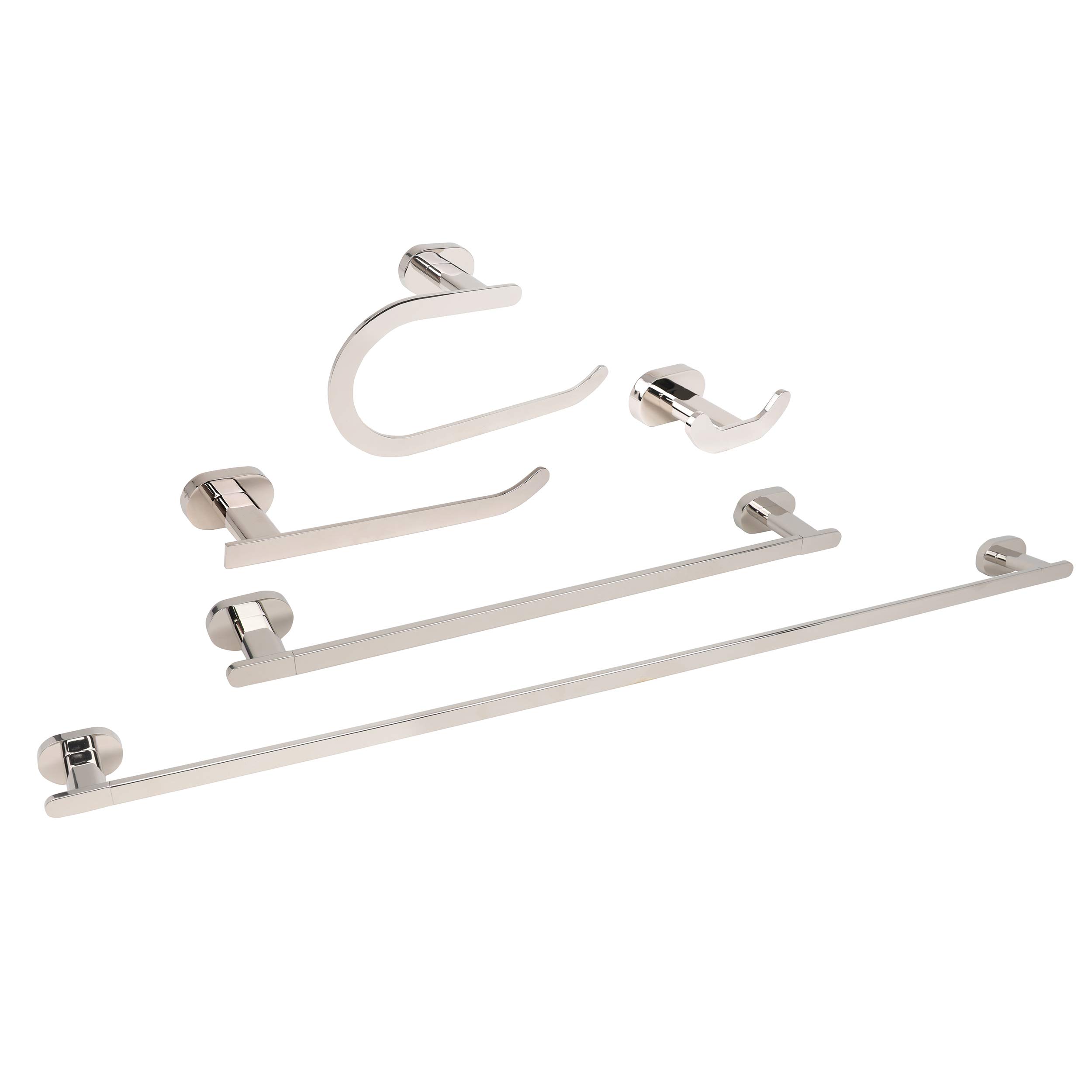 Dyconn Faucet Moscow Series Polished Nickel Bathroom Accessory Set (5pc) - Modern Bathroom Vanity Decor for Home & Hotel Use