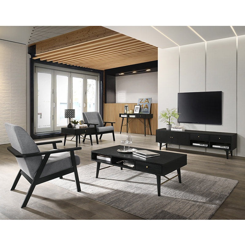 RANIA 170cm Black Ash TV Stand Entertainment Center - Modern Media Console for Living Room, Bedroom & Home Theater
