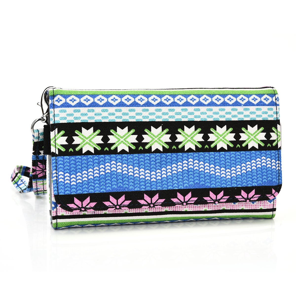 Kroo Chinle Styled Clutch Wristlet Wallet with Zippered Pouch - Compact Phone Holder for Smartphones up to 5.1-Inch (Blue & Pink) | Perfect for Everyday Use, Travel & Night Out Accessories