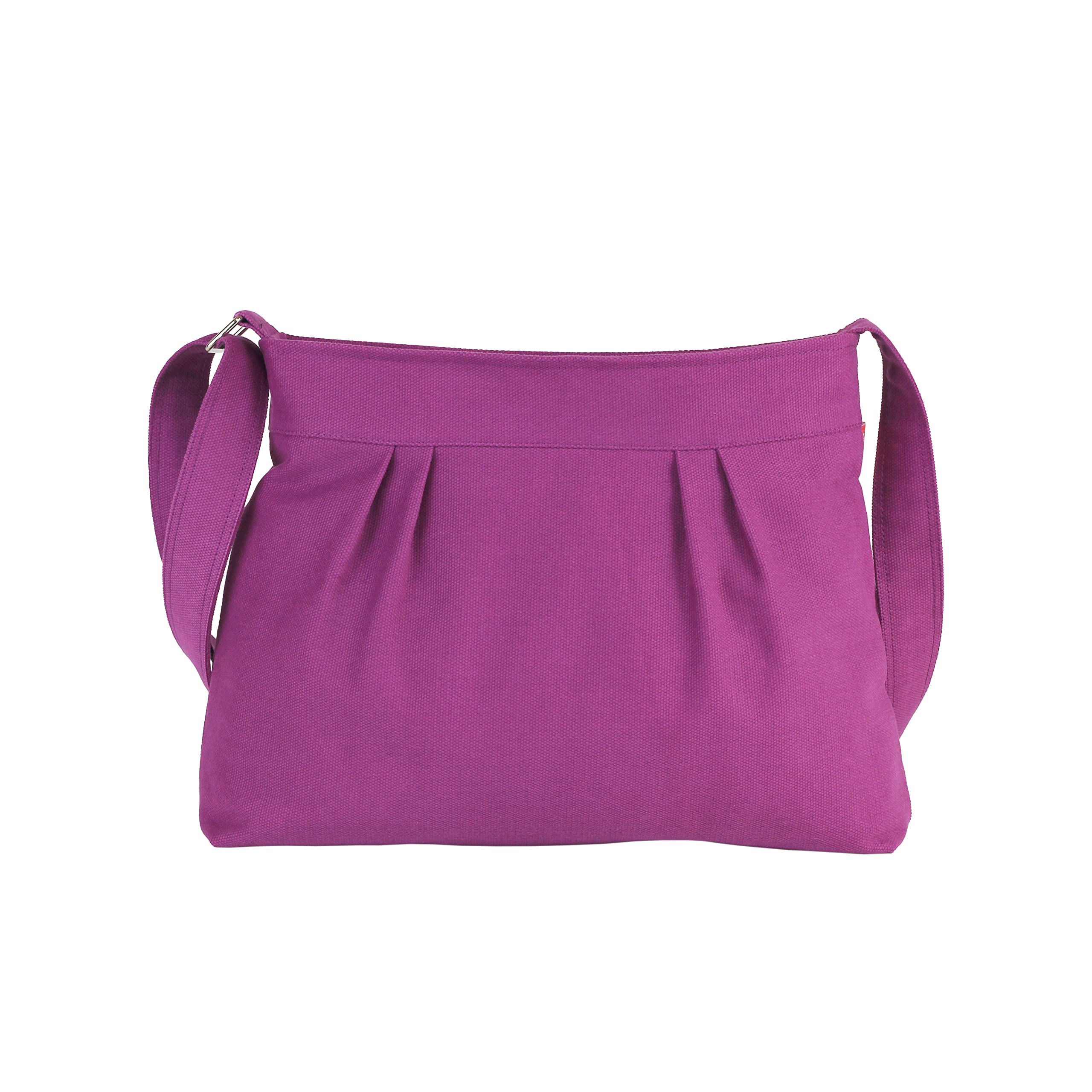 Vintage Purple Canvas Crossbody Bag - Small Adjustable Shoulder Purse with Zipper Closure & Pleated Design | Perfect for Women's Daily Use, Travel, Shopping & Casual Outings