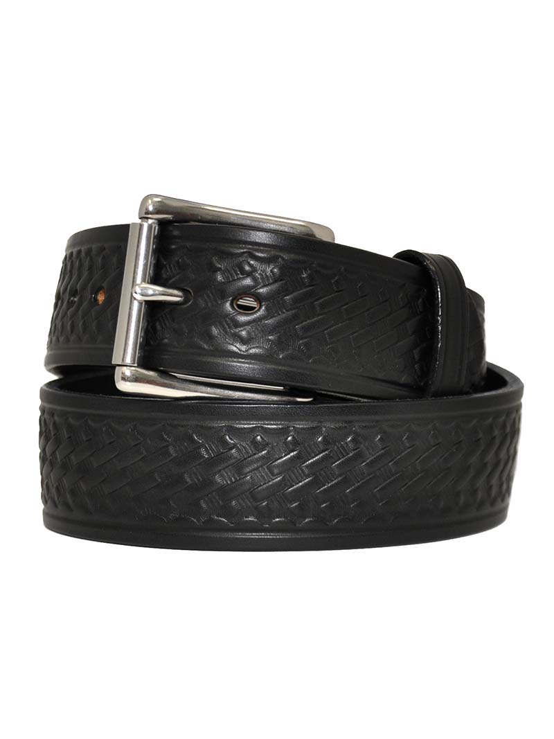 Premium Heavyweight Leather Gun Belt for Men - Gingerich 1005 18 Cassidy Basketweave Design in Black | Durable CCW & Everyday Carry Belt for Hunting, Shooting & Outdoor Activities
