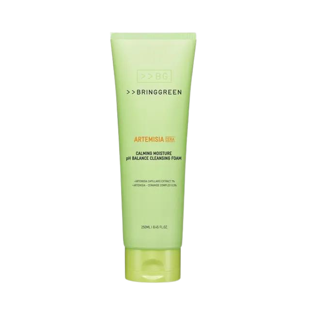 BRING GREEN Artemisia Cera Calming Moisture pH Balancing Cleansing Foam 250ml - Gentle Face Wash for Sensitive Skin, Daily Skincare Routine, Hydrating & Soothing Facial Cleanser
