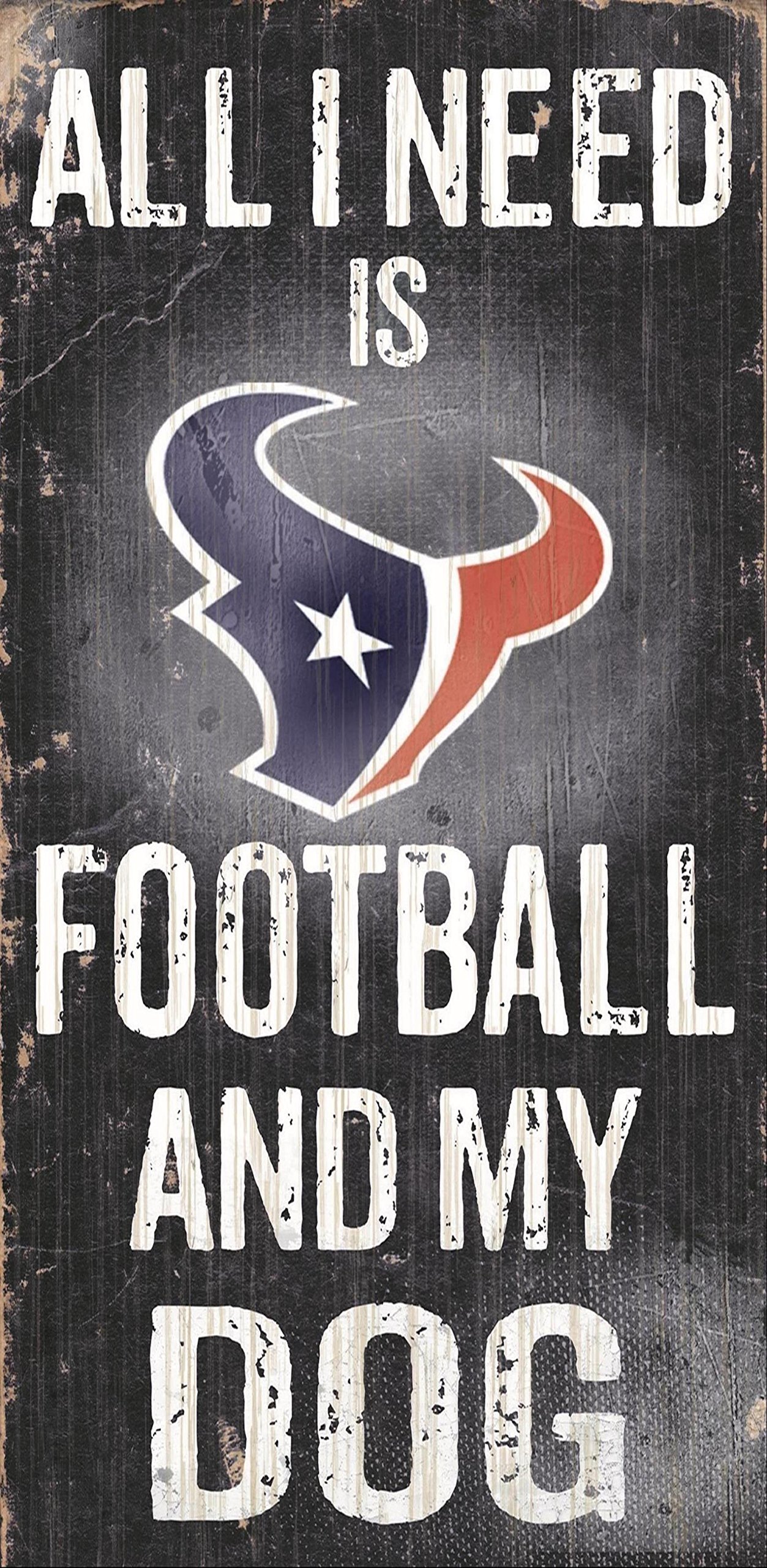Houston Texans Football and My Dog Sign - Fan Creations Multicolored Wall Decor for Game Room, Man Cave, or Pet Lover's Home