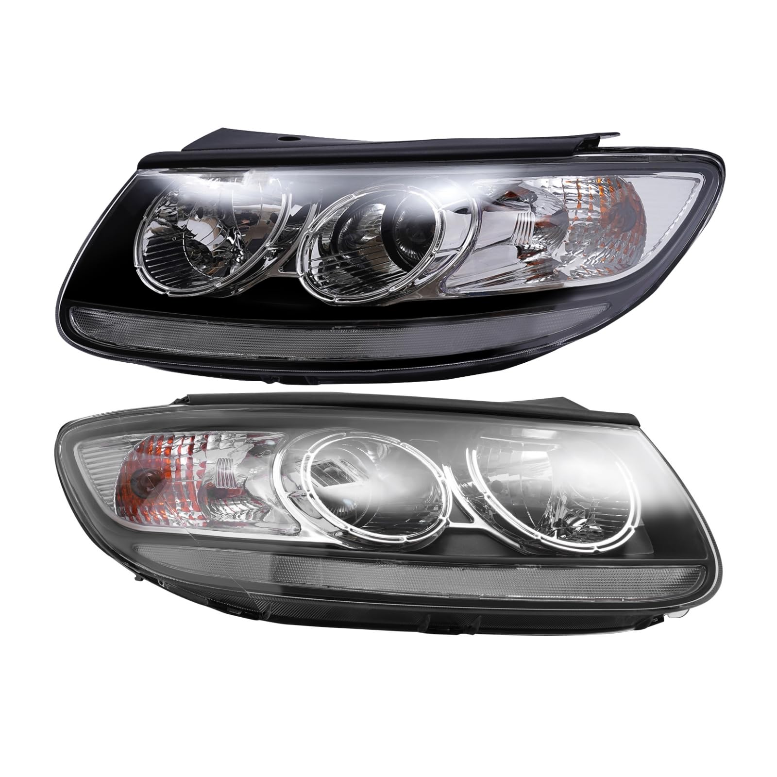 Gdrasuya10 Pair of Projector Headlights for Hyundai Santa Fe 2007-2012 - Driver & Passenger Side Headlamp Assembly Replacement - Perfect for Night Driving & Off-Road Adventures