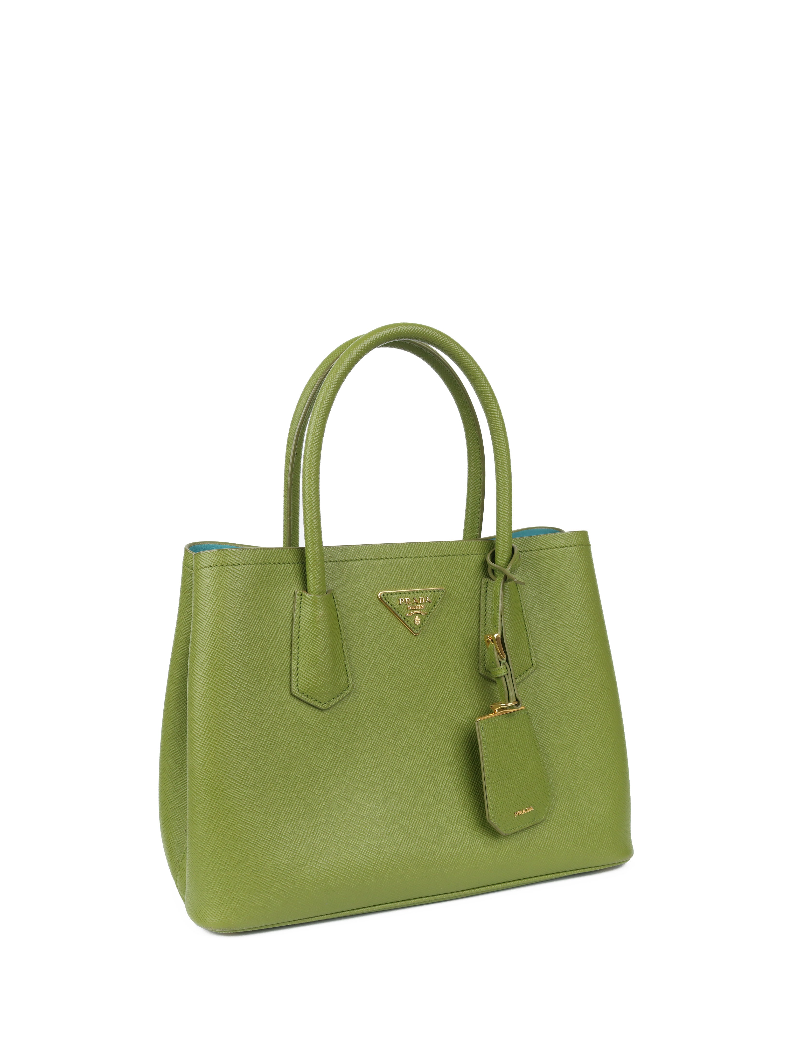 Prada Green Medium Double Bag - Luxury Leather Shoulder Handbag for Women | Perfect for Work, Travel & Everyday Use