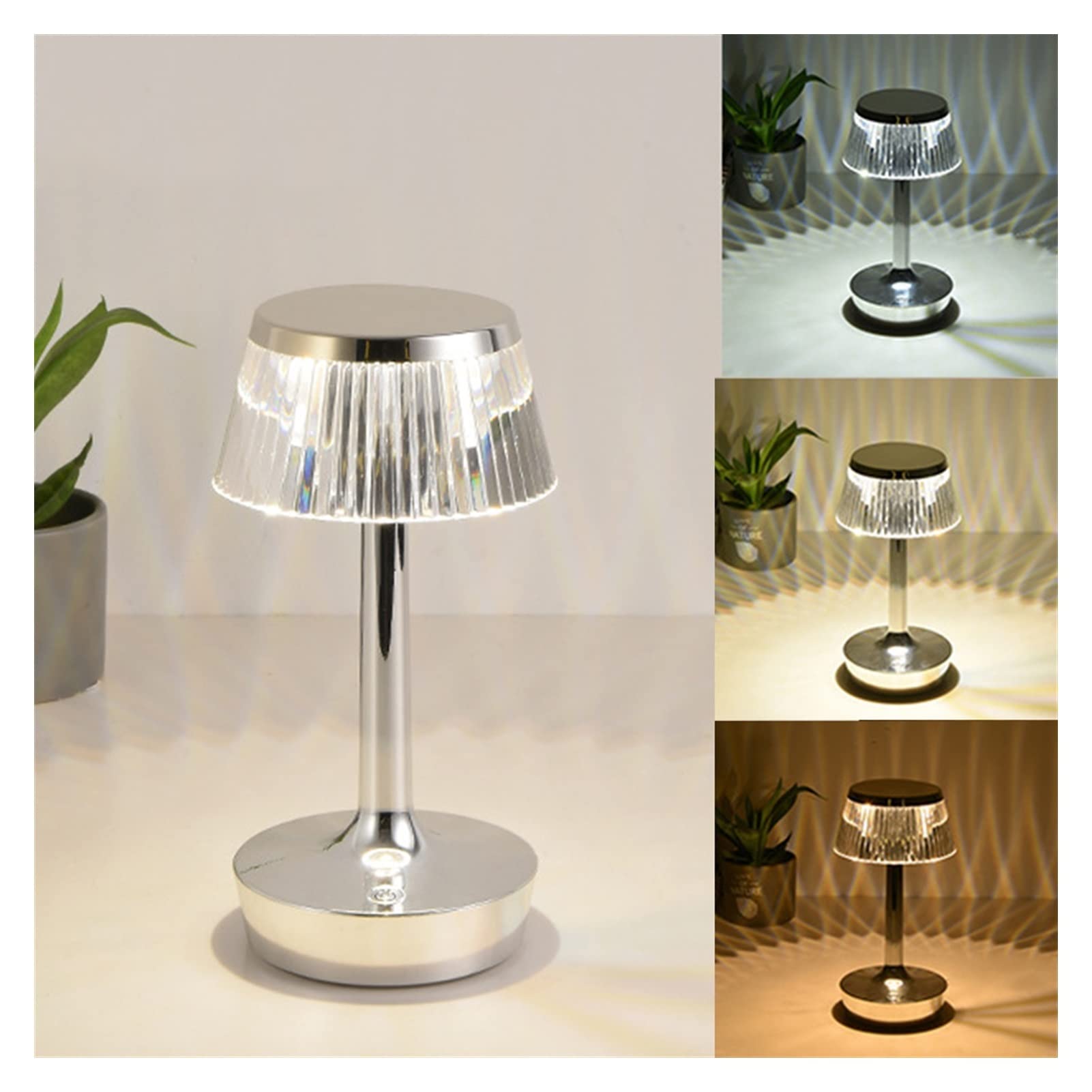 Crystal Mushroom Table Lamp with USB Touch Switch - Silver LED Night Light for Bedroom & Desk - Perfect for Bedside Atmosphere Lighting and Home Decor