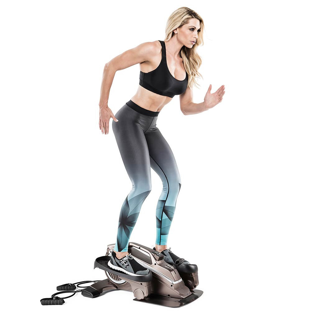 Bionic Body Compact Elliptical Trainer with Resistance Bands - Portable Home Gym Equipment for Full Body Workout | Perfect for Small Spaces, Office & Apartment Fitness