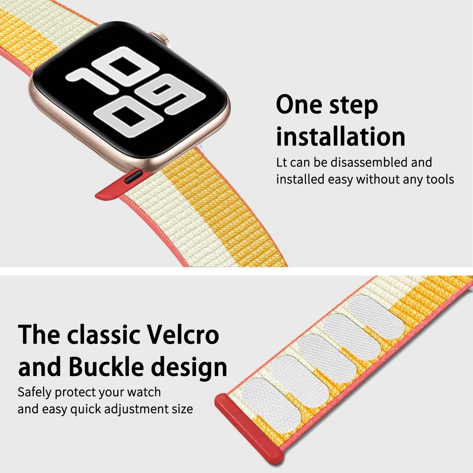 Durable Nylon Sport Loop Band Compatible with Apple Watch Series 1/2/3/4/5/6/7/8/SE - Soft Adjustable Strap for Workout, Running & Everyday Wear