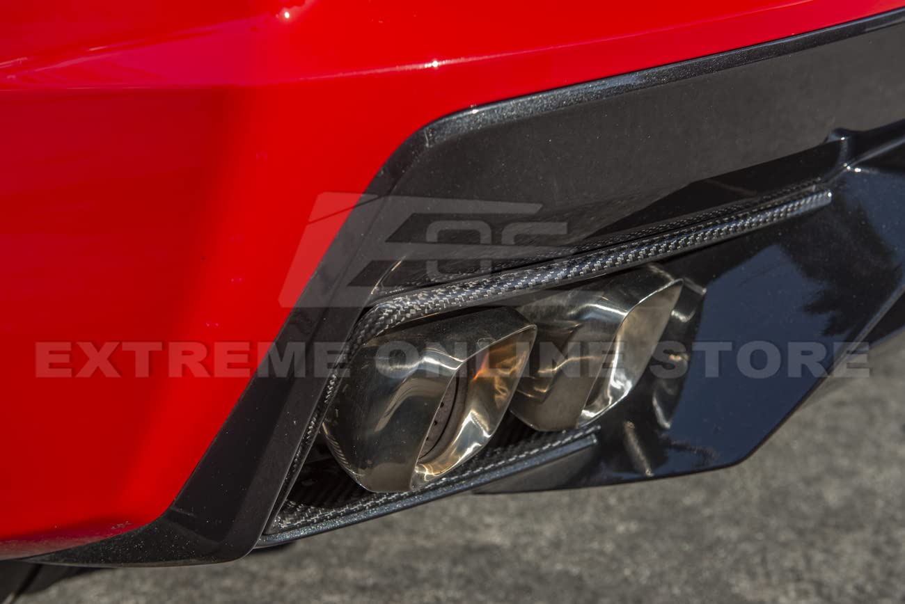 2020-2023 Chevrolet Corvette C8 Carbon Fiber Rear Diffuser Exhaust Bezel Pair - GM OEM Style Replacement - Perfect for Performance Upgrades & Car Shows