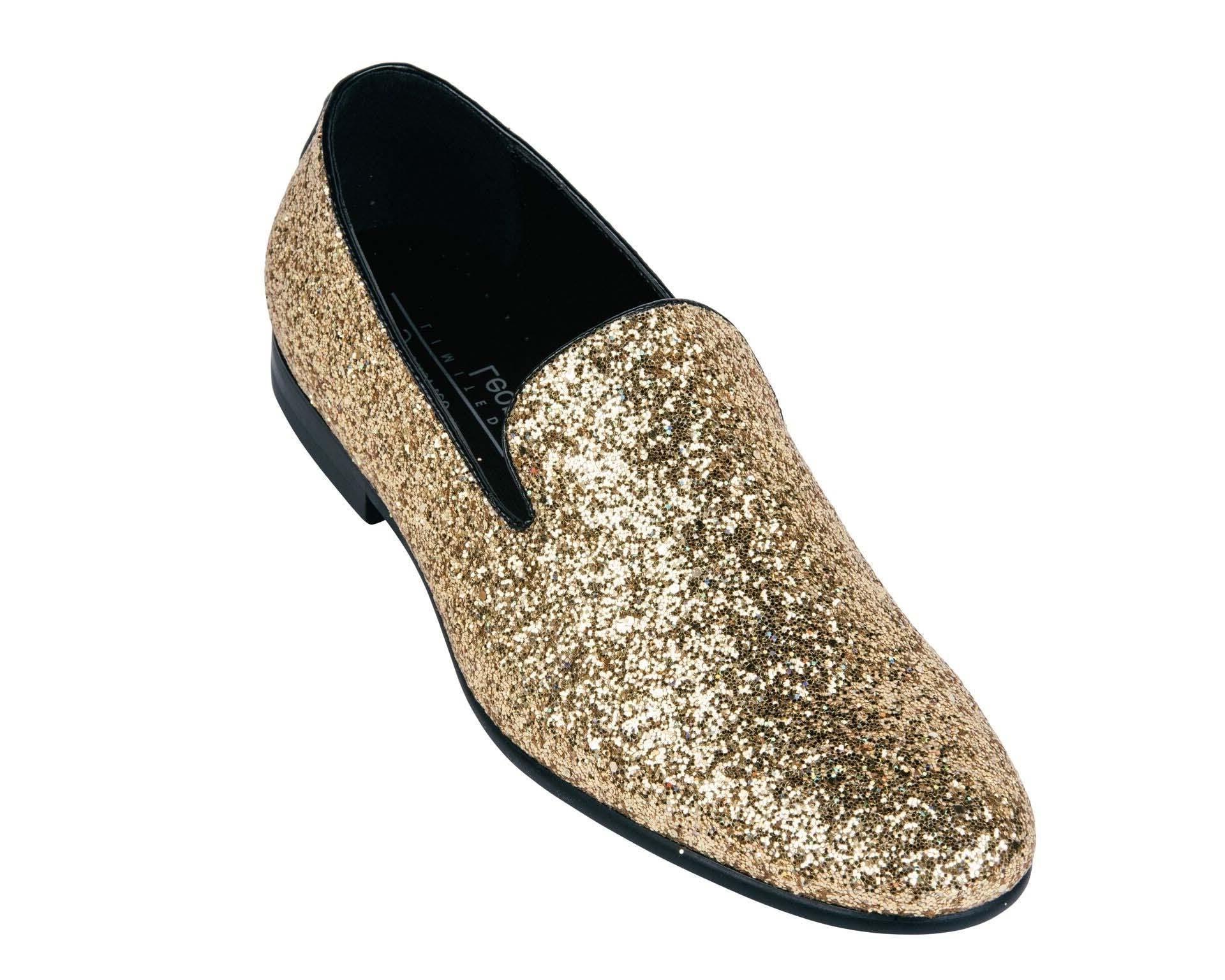 Men's Gold Sparkle Slip-On Shoes - Comfortable & Stylish Casual Loafers for Everyday Wear, Parties & Special Occasions