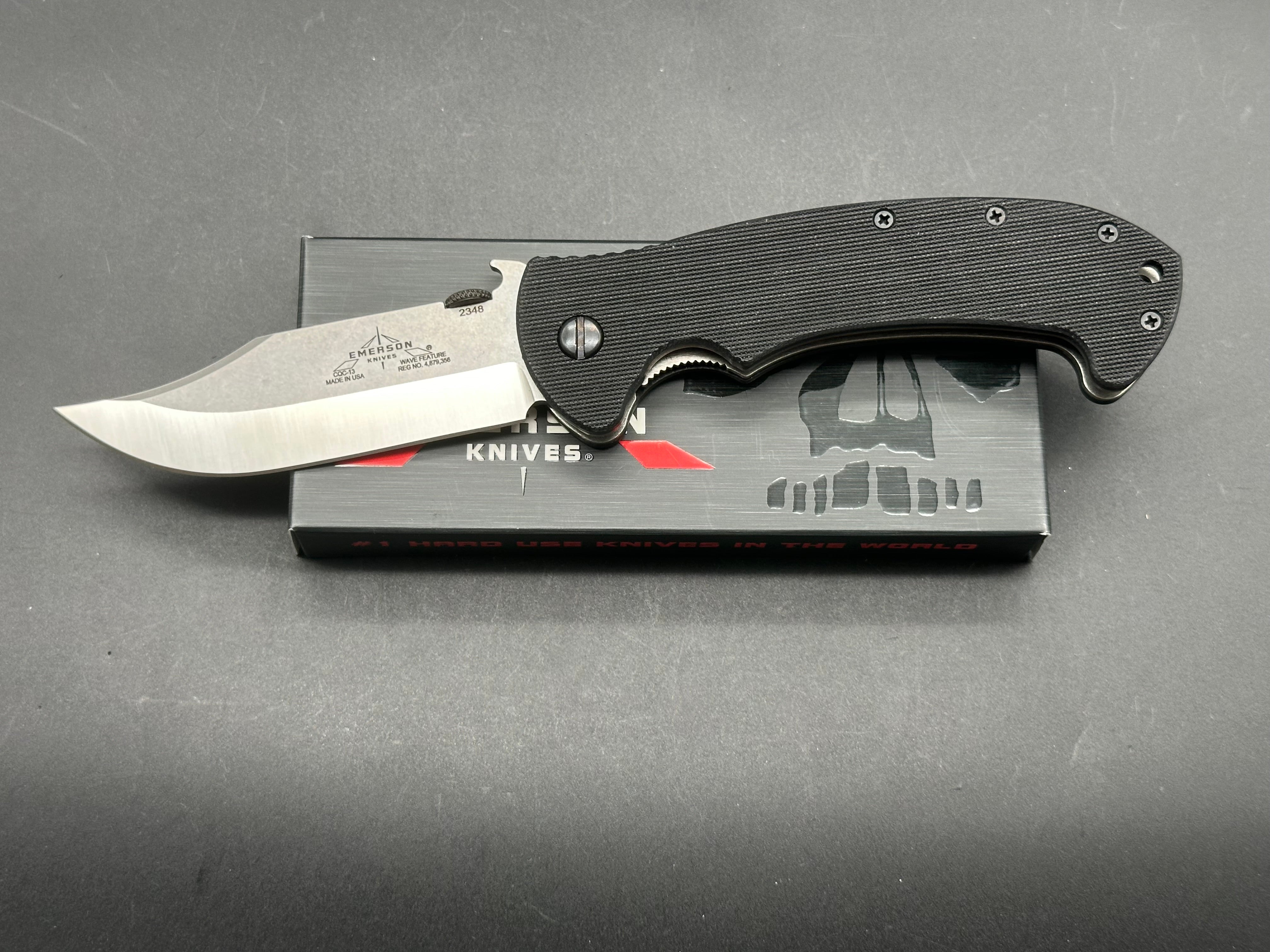 Emerson CQC 13 Bowie Knife - Black G10 Handle with 154CM Steel Blade for Outdoor Survival, Hunting & Tactical Use