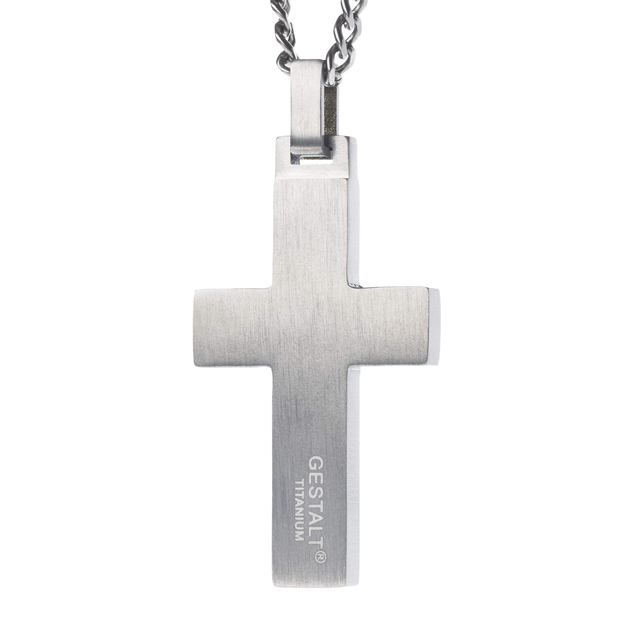 GESTALT Titanium Cross Necklace with Black Carbon Fiber Inlay - Stylish Religious Jewelry for Men & Women - Perfect for Gifts, Weddings, and Everyday Wear