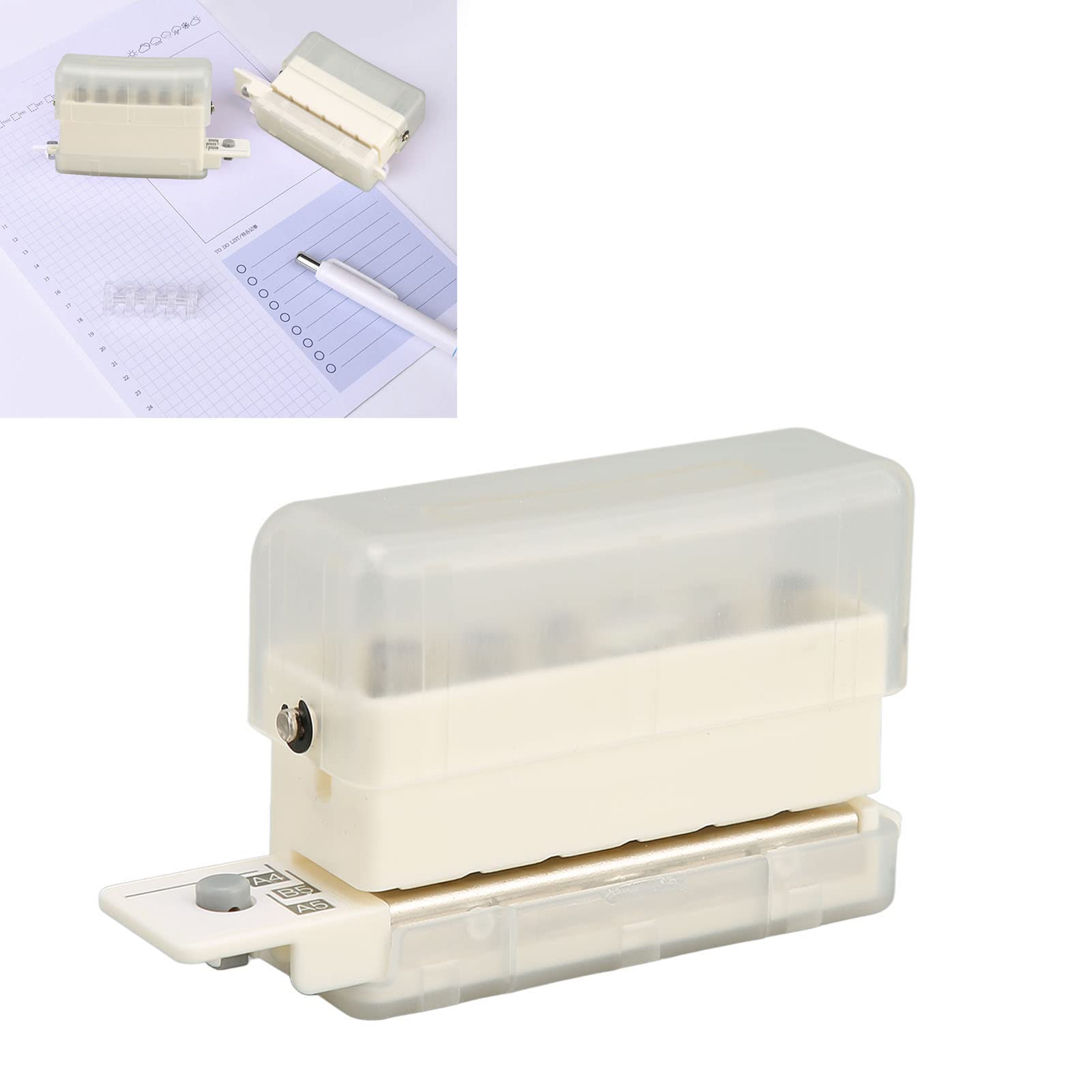 6 Hole Paper Punch for A4 A5 B5 Notebooks - 2 Sheet Capacity, 5.5mm Hole Diameter, Transparent - Perfect for Office, School, Scrapbooking & DIY Projects