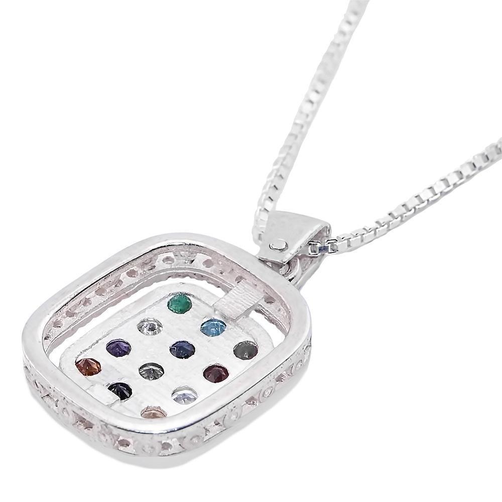 925 Silver Kabbalah Pendant with Breastplate Stones & White Zircon - Spiritual Jewelry for Protection & Blessings | Perfect for Meditation, Gifts & Daily Wear