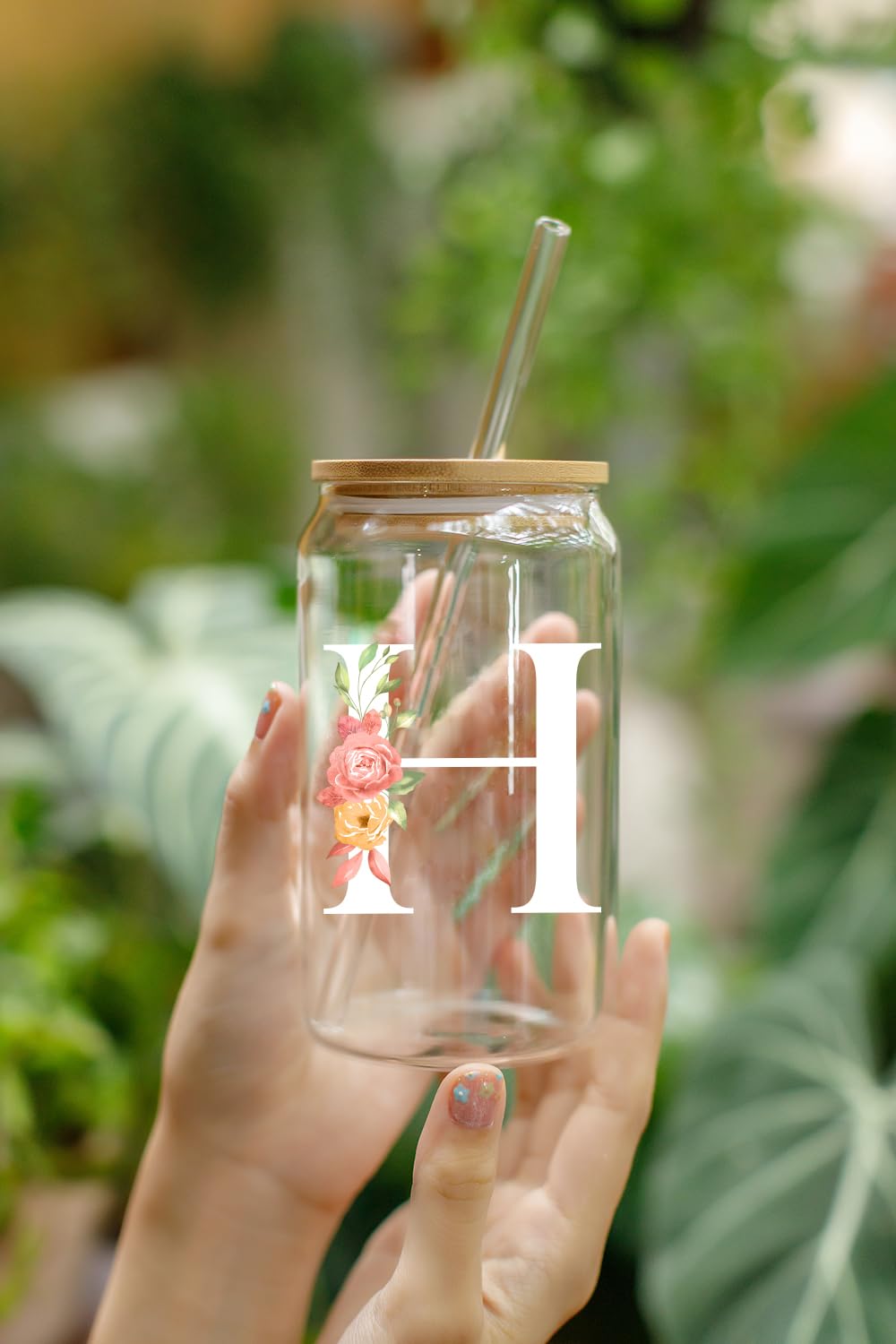 Personalized Monogrammed Glass Coffee Mug for Women - Custom 16 Oz Birthday Gift for Her, Friends, Girls - Unique Galentines Day Present - Perfect for Coffee, Tea & Hot Drinks at Home or Office