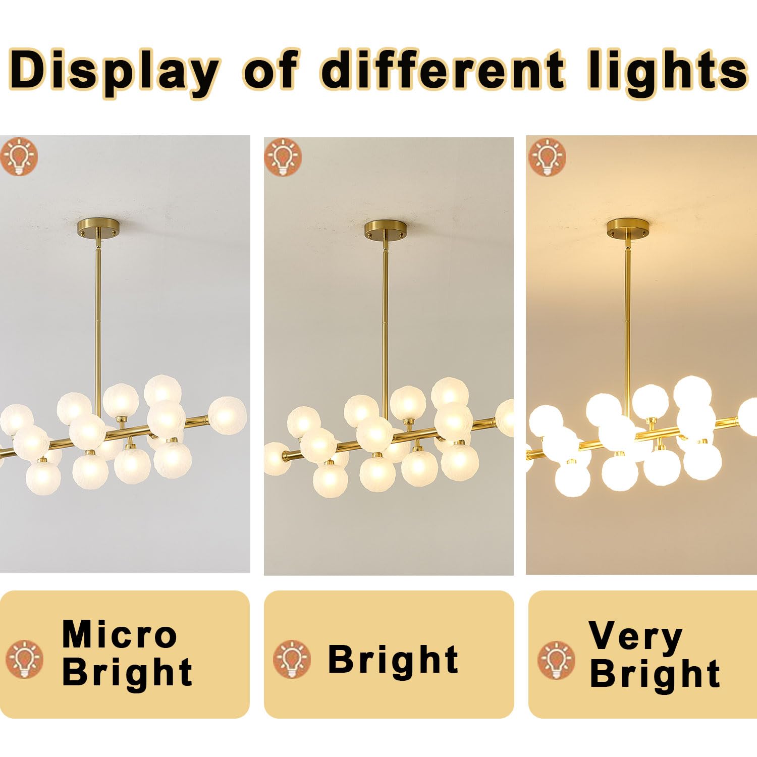 Modern Gold Bubble Linear Chandelier - 16 Light Hanging Pendant Fixture for Dining Room, Kitchen Island & Table Lighting | Copper & White Glass Design | Perfect for Contemporary Home Decor & Restaurant Ambiance