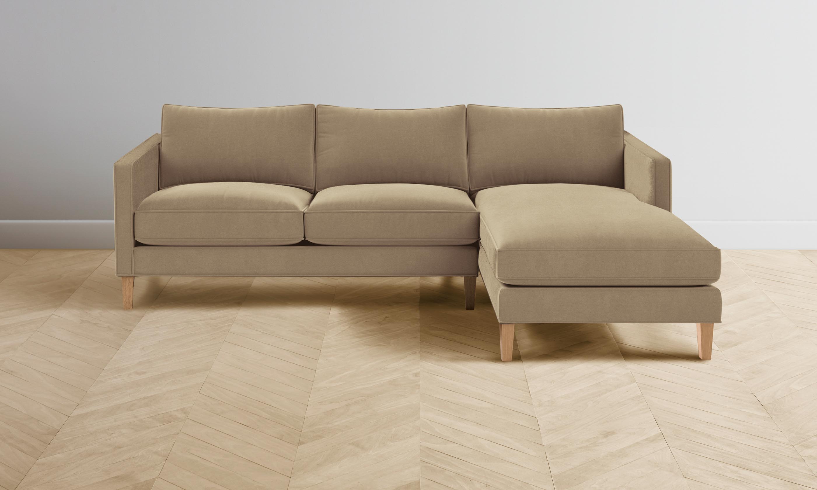 Premium Crosby Sectional Sofa - Luxurious Mohair Upholstery in Almond - Perfect for Living Room, Lounge & Family Gatherings