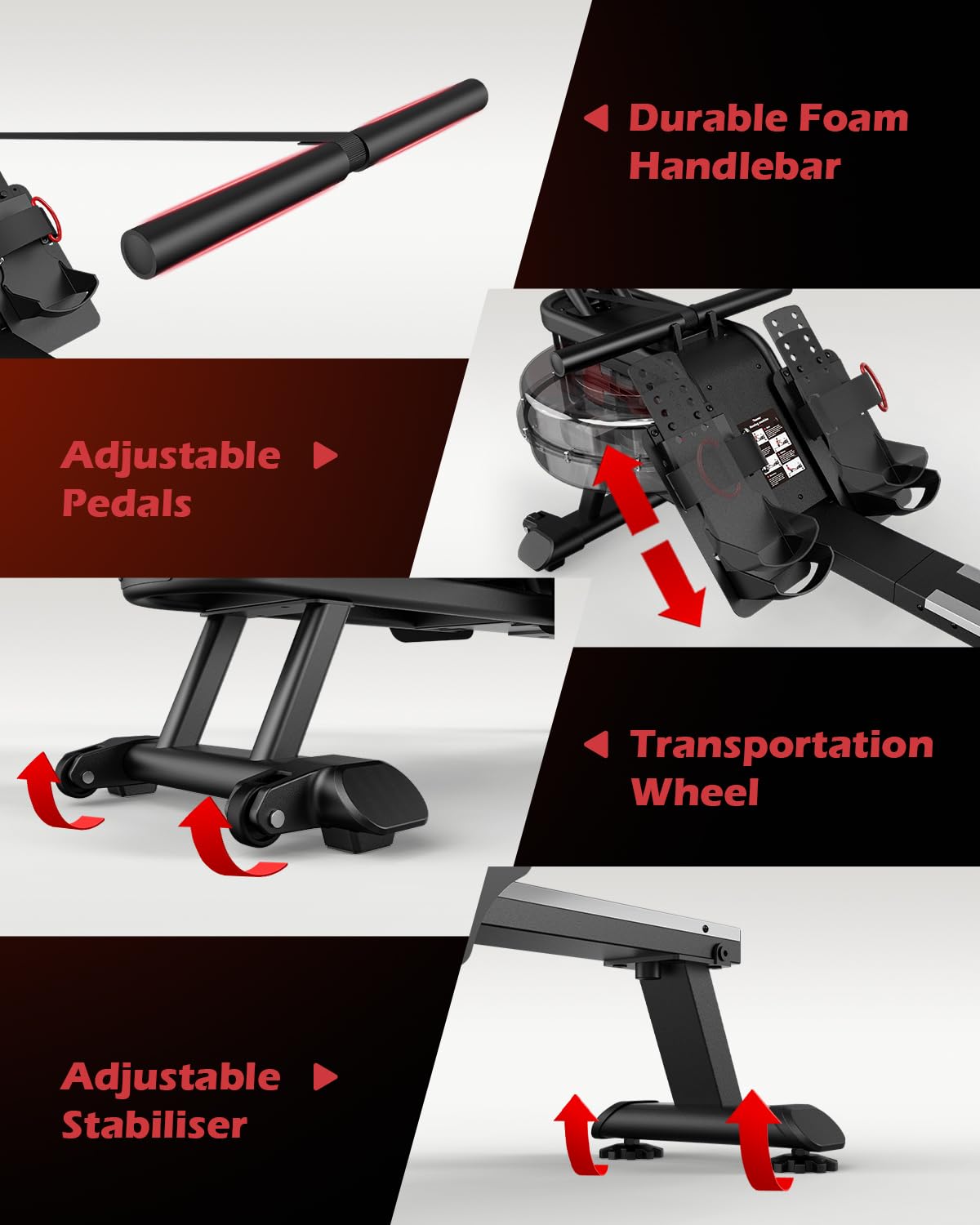 PASYOU Water Rowing Machine for Home Use - 350LBS Weight Capacity, Bluetooth Connectivity & LCD Monitor - Perfect for Cardio Workouts, Full-Body Training and Home Gym Fitness