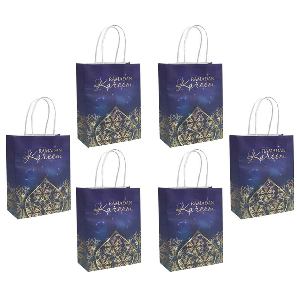 Amosfun 6-Pack Ramadan Mubarak Gift Bags for Snacks & Chocolates - Eco-Friendly Paper Party Favors for Muslim Ramadan & Eid Celebrations - Perfect for Holiday Treats, School Events & Family Gatherings