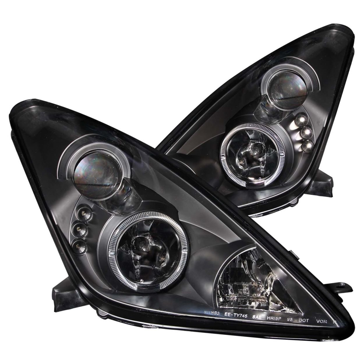 ANZO USA 121387 Black LED Halo Projector Headlight Set - Upgrade Your Car's Style & Visibility for Night Driving