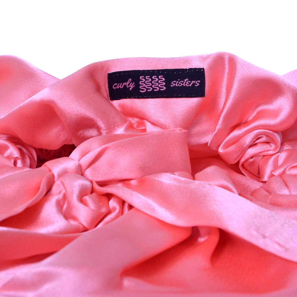 Curly Sisters Double Layered Satin Bonnet with Tie-Knot for Women - Silk Hair Protection for Curly & Natural Hair - Perfect for Nighttime & Travel Hair Care