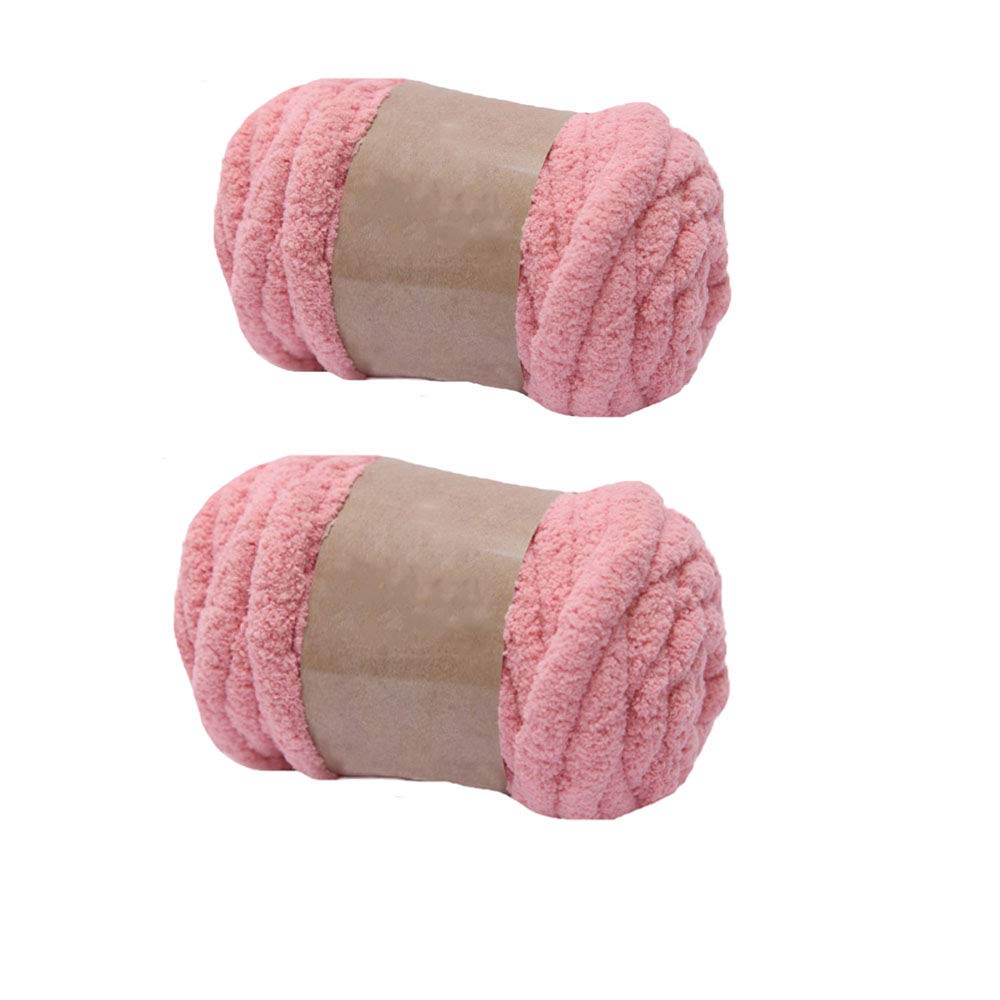 Super Chunky Knit Chenille Yarn 2-Pack - Blush Pink Vegan Jumbo Yarn for Hand Knitting, Arm Knit Blankets, DIY Pillows, Throws & Hats (250g Per Skein) - Perfect for Cozy Home Decor, Winter Crafts & Gift Making