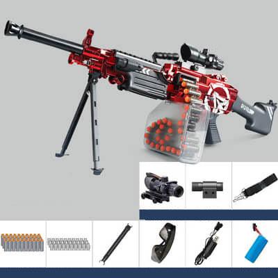 LH SAW M249 Electric Darts Blaster Toy - Red (US Stock) - Perfect for Outdoor Play, Nerf Battles & Backyard Fun