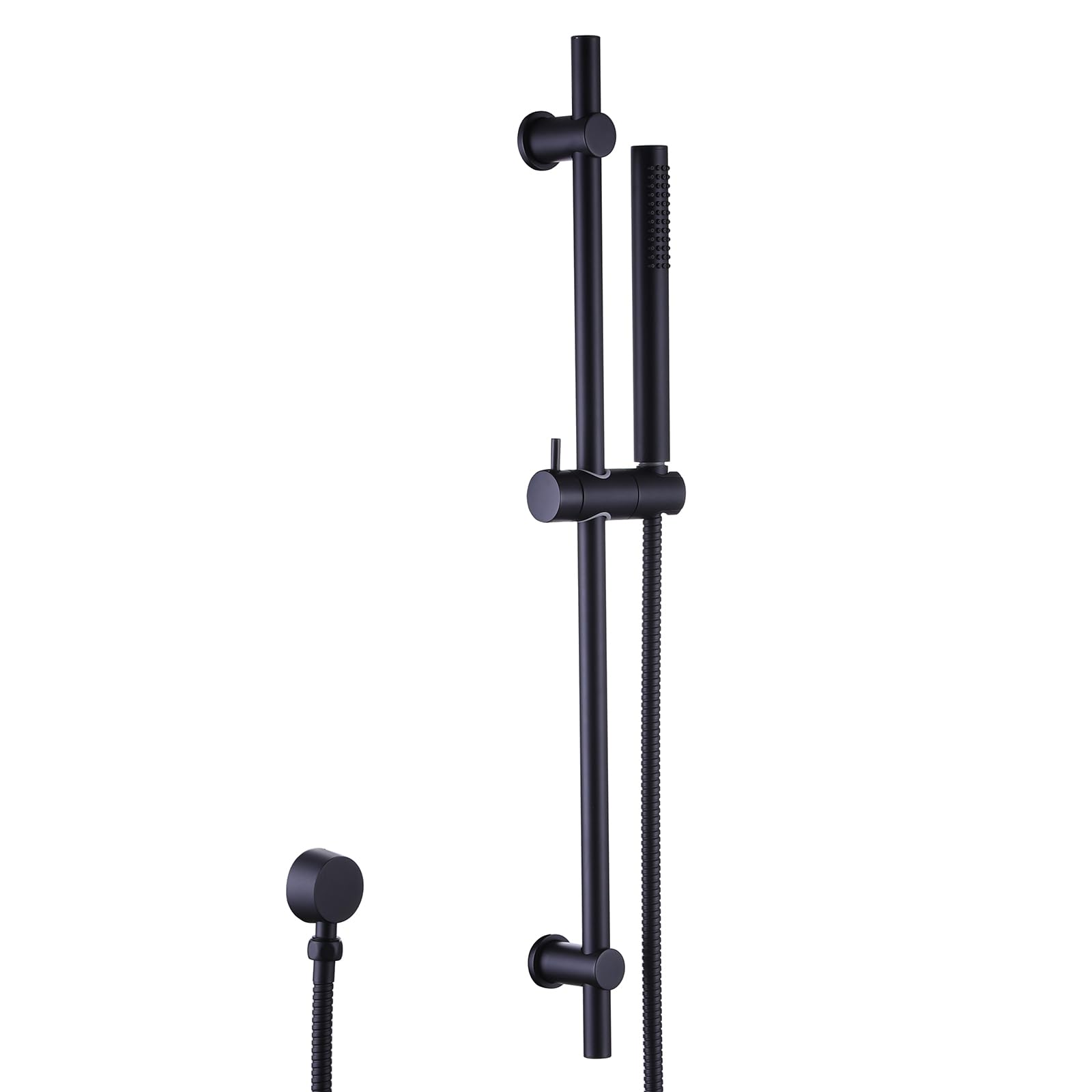 Round Handheld Shower Head with Adjustable Slide Bar - Matte Black Shower Wand with 59.06-Inch Hose - Height Adjustable Shower System for Bathroom, Spa & Relaxation