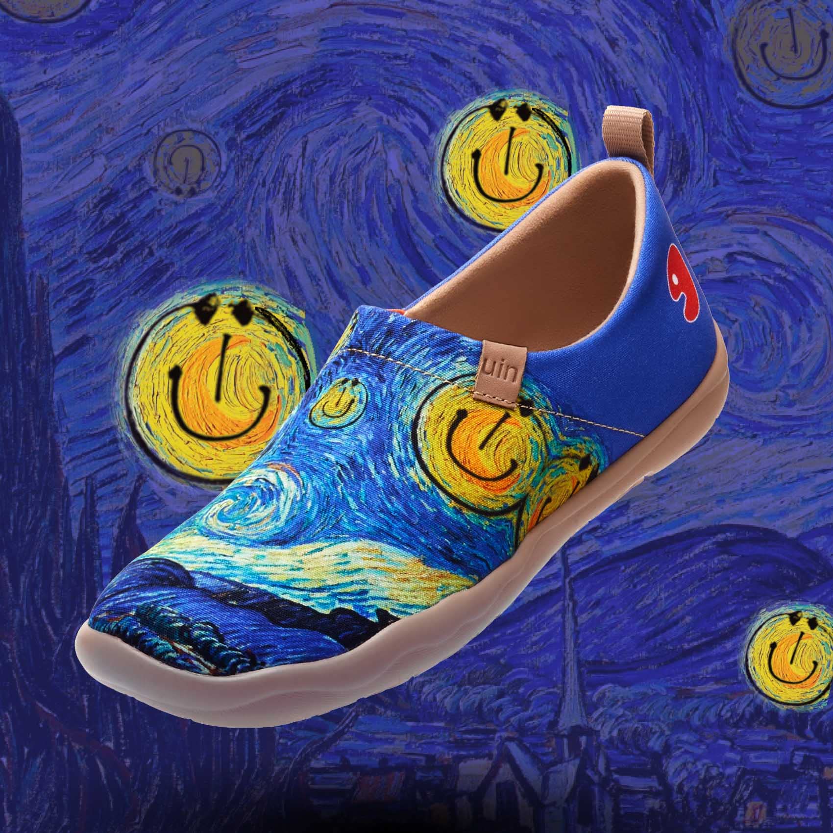UIN Men's Slip-On Canvas Sneakers - Lightweight Comfortable Walking Shoes for Casual Wear & Travel | Breathable Loafers with Artistic Paint Design | Perfect for Daily Commute, Weekend Outings & Vacation Trips