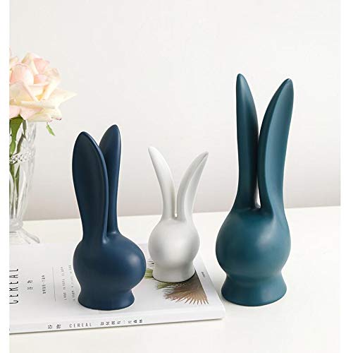 ZAMTAC 3-Piece White Ceramic Easter Bunny Figurines - Handcrafted Porcelain Rabbit Decor for Home, Craft Room & Easter Display - Perfect for Spring Decorations, Table Centerpieces & Gift Giving