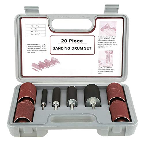 20pcs Spindle Sanding Drum Sander Kit with Case for Drill Press - Woodworking, DIY, Carpentry & Home Improvement - Perfect for Sanding Curves, Edges & Contours in Furniture Making & Craft Projects