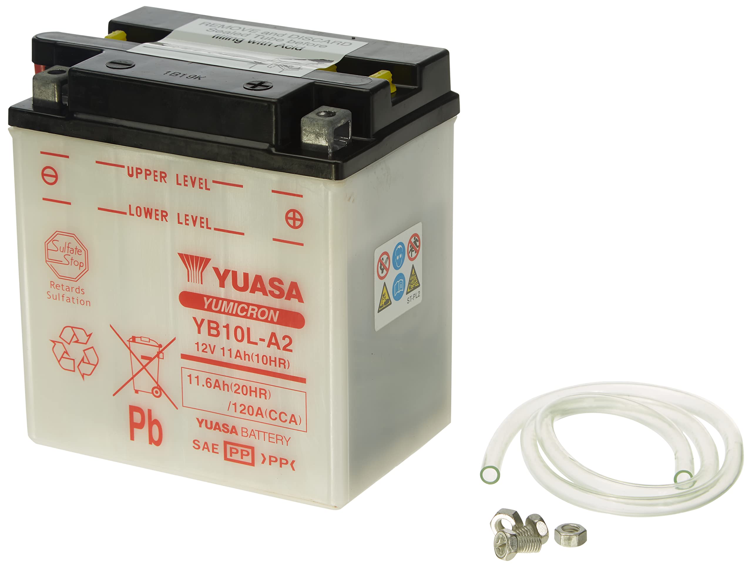 Yuasa YB10L-A2 12V 10Ah Sealed Lead Acid Motorcycle Battery - Compatible with Honda, Yamaha, Kawasaki - Perfect for Street Bikes, Cruisers & ATVs - Long-Lasting Power for Daily Commuting & Adventure Riding