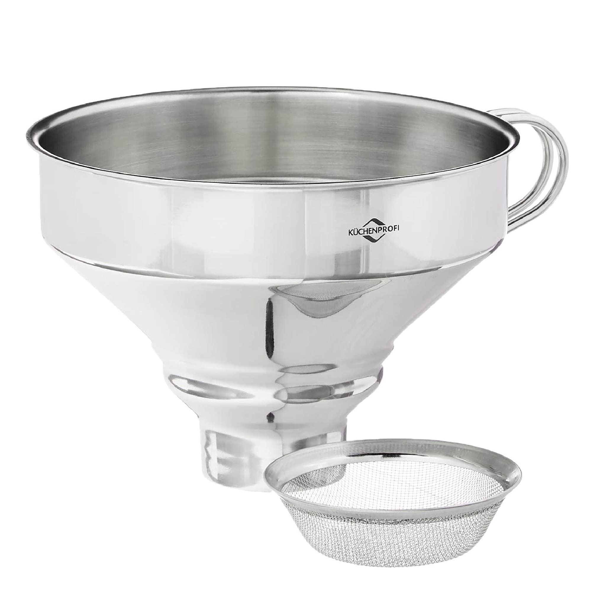 Premium 18/10 Stainless Steel Kitchen Funnel with Removable Filter - 5 Inch Silver for Cooking, Baking, Oil & Liquid Transfer - Dishwasher Safe Durable Funnel for Home & Professional Use